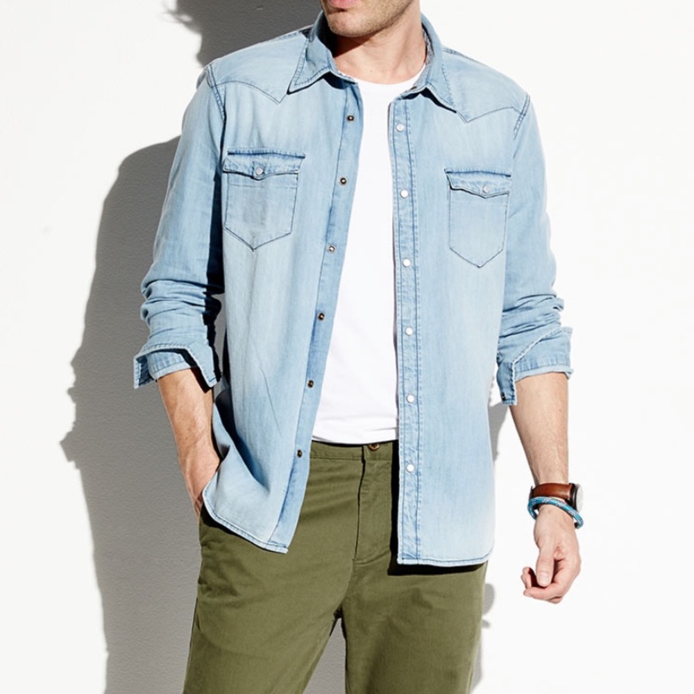 Jachs NY Western Snap-Front Denim Shirt Small